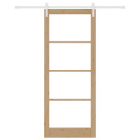 Produktbild för Skjutdörr ORKDAL Naturfärg 93 x 232 cm Massivt tallträ och glas