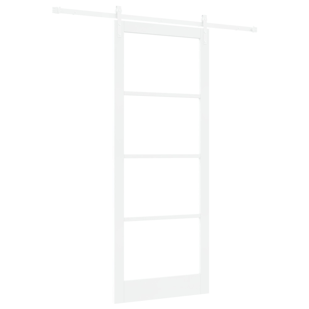 Produktbild för Skjutdörr ORKDAL Vit 93 x 232 cm Massivt tallträ och glas
