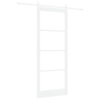 Produktbild för Skjutdörr ORKDAL Vit 93 x 232 cm Massivt tallträ och glas