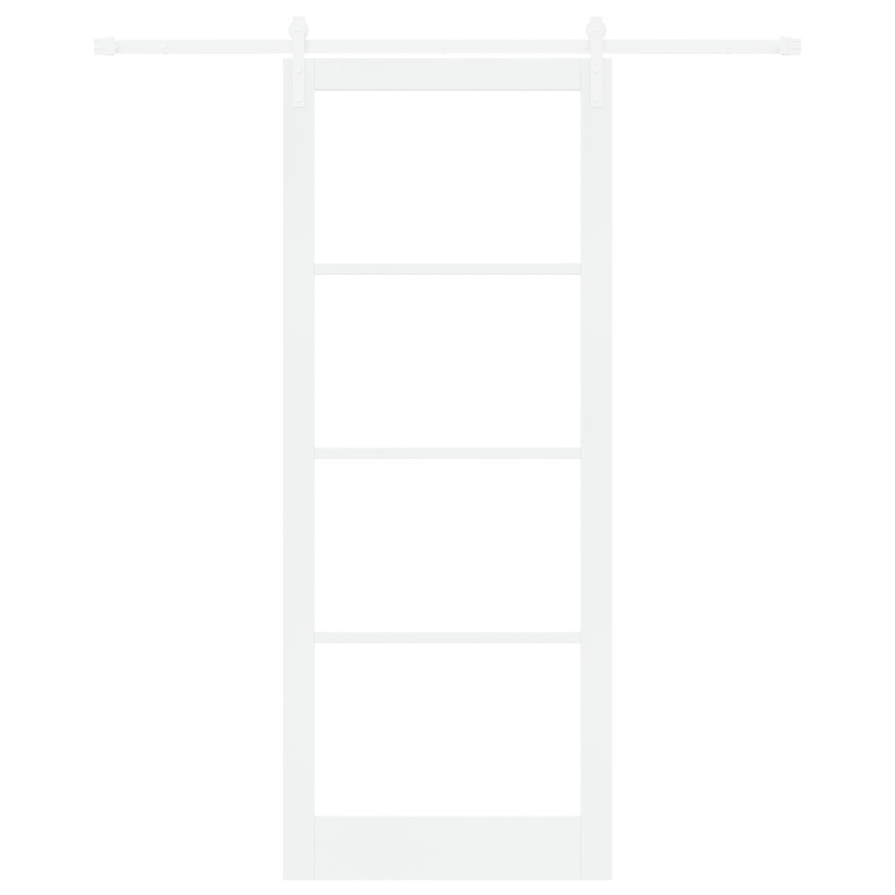 Produktbild för Skjutdörr ORKDAL Vit 93 x 232 cm Massivt tallträ och glas