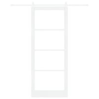 Produktbild för Skjutdörr ORKDAL Vit 93 x 232 cm Massivt tallträ och glas
