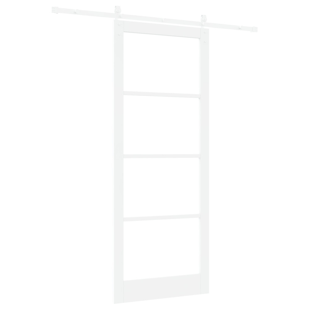 Produktbild för Skjutdörr ORKDAL Vit 93 x 232 cm Massivt tallträ och glas