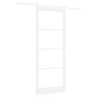 Produktbild för Skjutdörr ORKDAL Vit 93 x 232 cm Massivt tallträ och glas