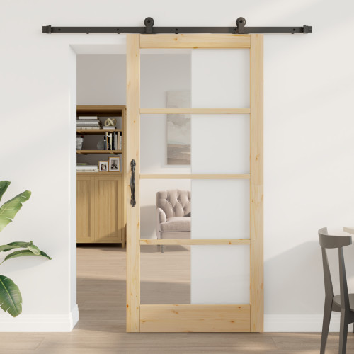 vidaXL Skjutdörr ORKDAL Naturlig och svart 93 x 202 cm