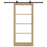 Produktbild för Skjutdörr ORKDAL Naturlig och svart 93 x 202 cm