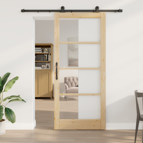 vidaXL Skjutdörr ORKDAL Naturlig och svart 93 x 211 cm