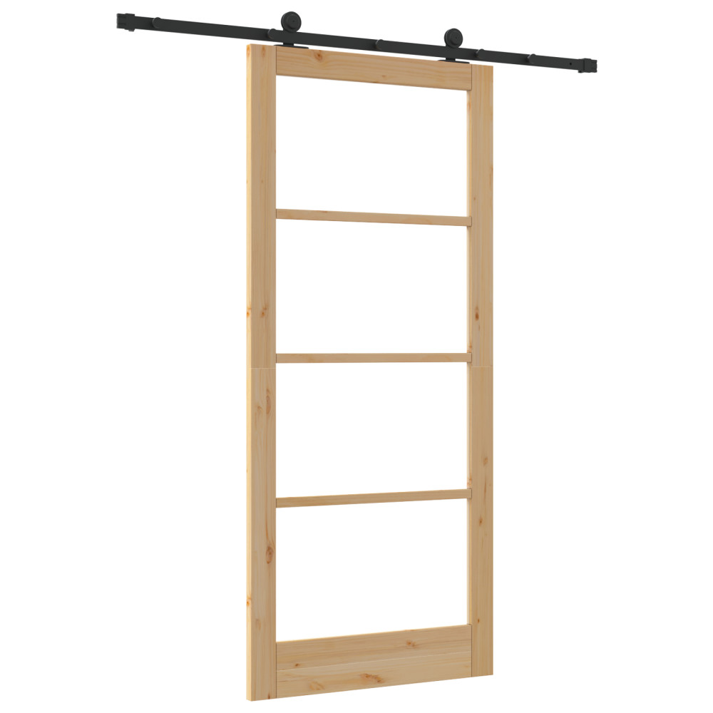 Produktbild för Skjutdörr ORKDAL Naturlig och svart 93 x 211 cm