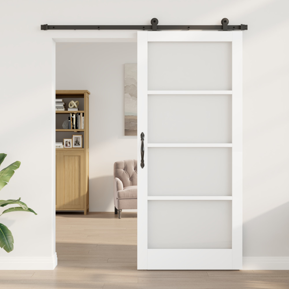 Produktbild för Skjutdörr ORKDAL Vit och svart 93 x 211 cm