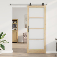 Produktbild för Skjutdörr ORKDAL Naturlig och svart 93 x 232 cm