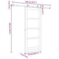 Produktbild för Skjutdörr ORKDAL Vit och svart 83 x 202 cm