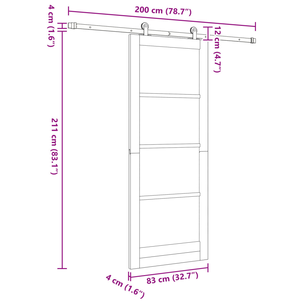 Produktbild för Skjutdörr ORKDAL Vit och svart 83 x 211 cm