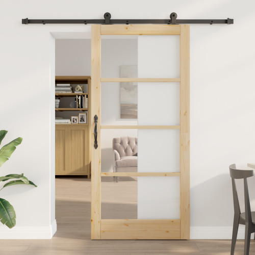 vidaXL Skjutdörr ORKDAL Naturlig och svart 93 x 202 cm