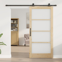Produktbild för Skjutdörr ORKDAL Naturlig och svart 93 x 202 cm