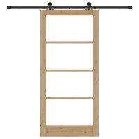 Produktbild för Skjutdörr ORKDAL Naturlig och svart 93 x 202 cm