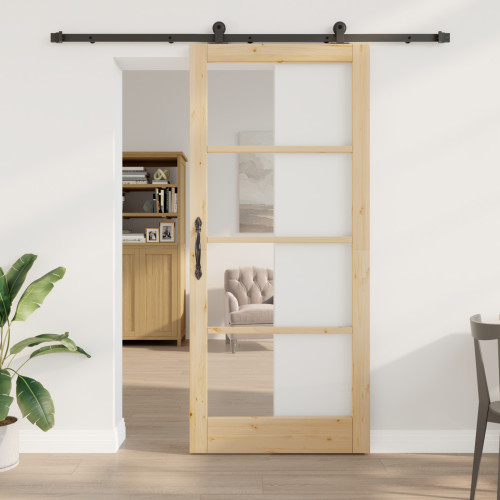 vidaXL Skjutdörr ORKDAL Naturlig och svart 93 x 211 cm