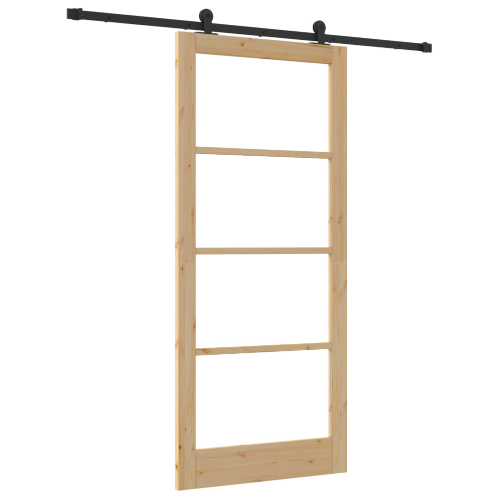 Produktbild för Skjutdörr ORKDAL Naturlig och svart 93 x 211 cm