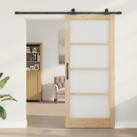 Produktbild för Skjutdörr ORKDAL Naturlig och svart 93 x 211 cm