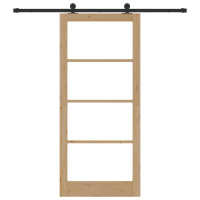 Produktbild för Skjutdörr ORKDAL Naturlig och svart 93 x 211 cm