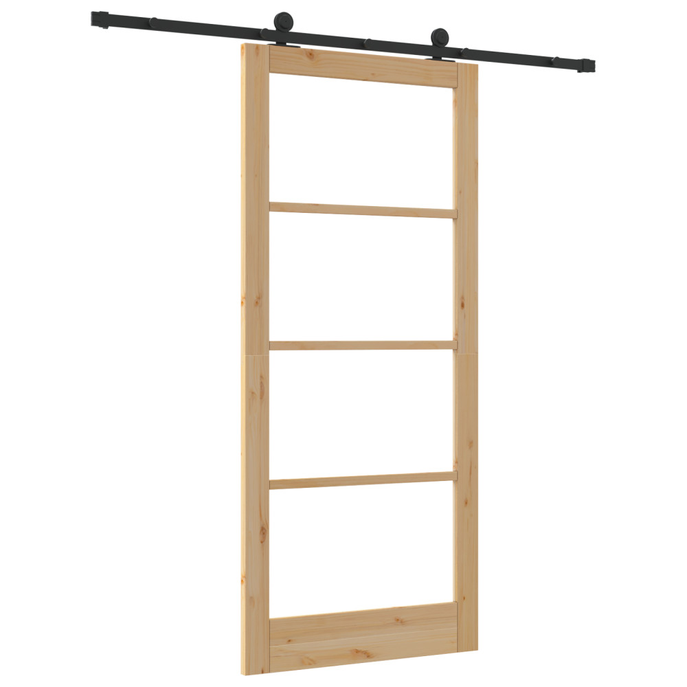 Produktbild för Skjutdörr ORKDAL Naturlig och svart 93 x 211 cm