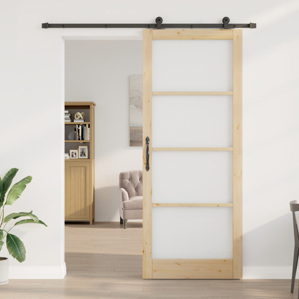 Produktbild för Skjutdörr ORKDAL Naturlig och svart 93 x 232 cm