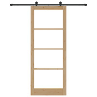 Produktbild för Skjutdörr ORKDAL Naturlig och svart 93 x 232 cm