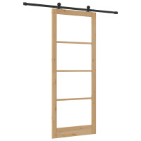 Produktbild för Skjutdörr ORKDAL Naturlig och svart 93 x 232 cm