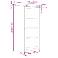 Produktbild för Skjutdörr ORKDAL Vit och svart 93 x 232 cm