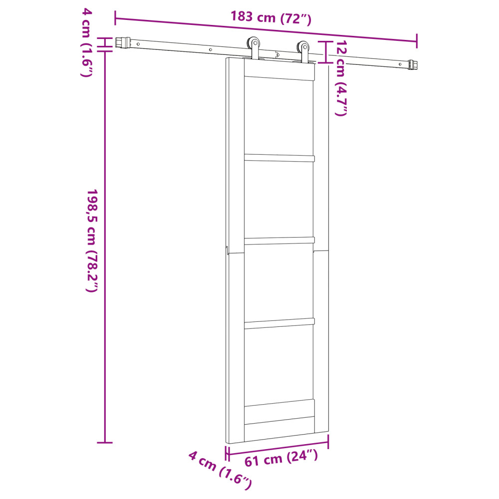 Produktbild för Skjutdörr ORKDAL Vit 61 x 198,5 cm Massivt tallträ och glas