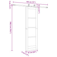 Produktbild för Skjutdörr ORKDAL Vit 61 x 198,5 cm Massivt tallträ och glas