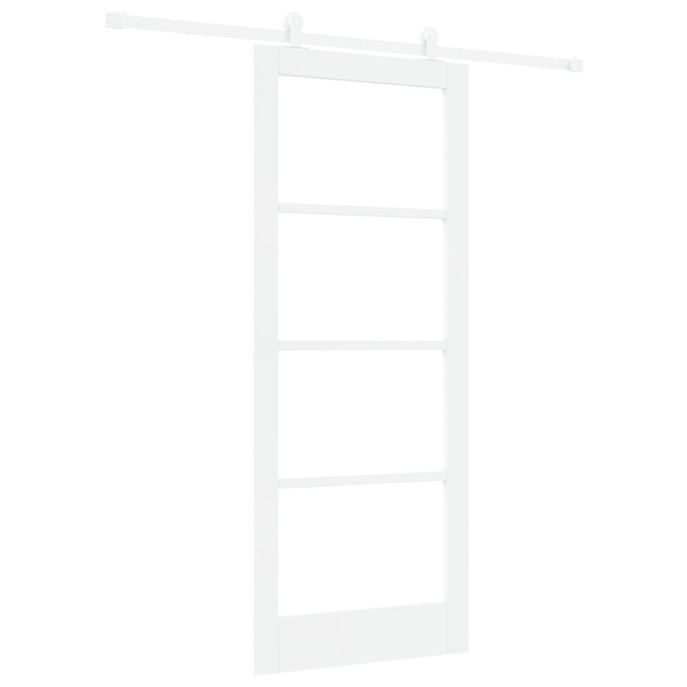 Produktbild för Skjutdörr ORKDAL Vit 83 x 202 cm Massivt tallträ och glas