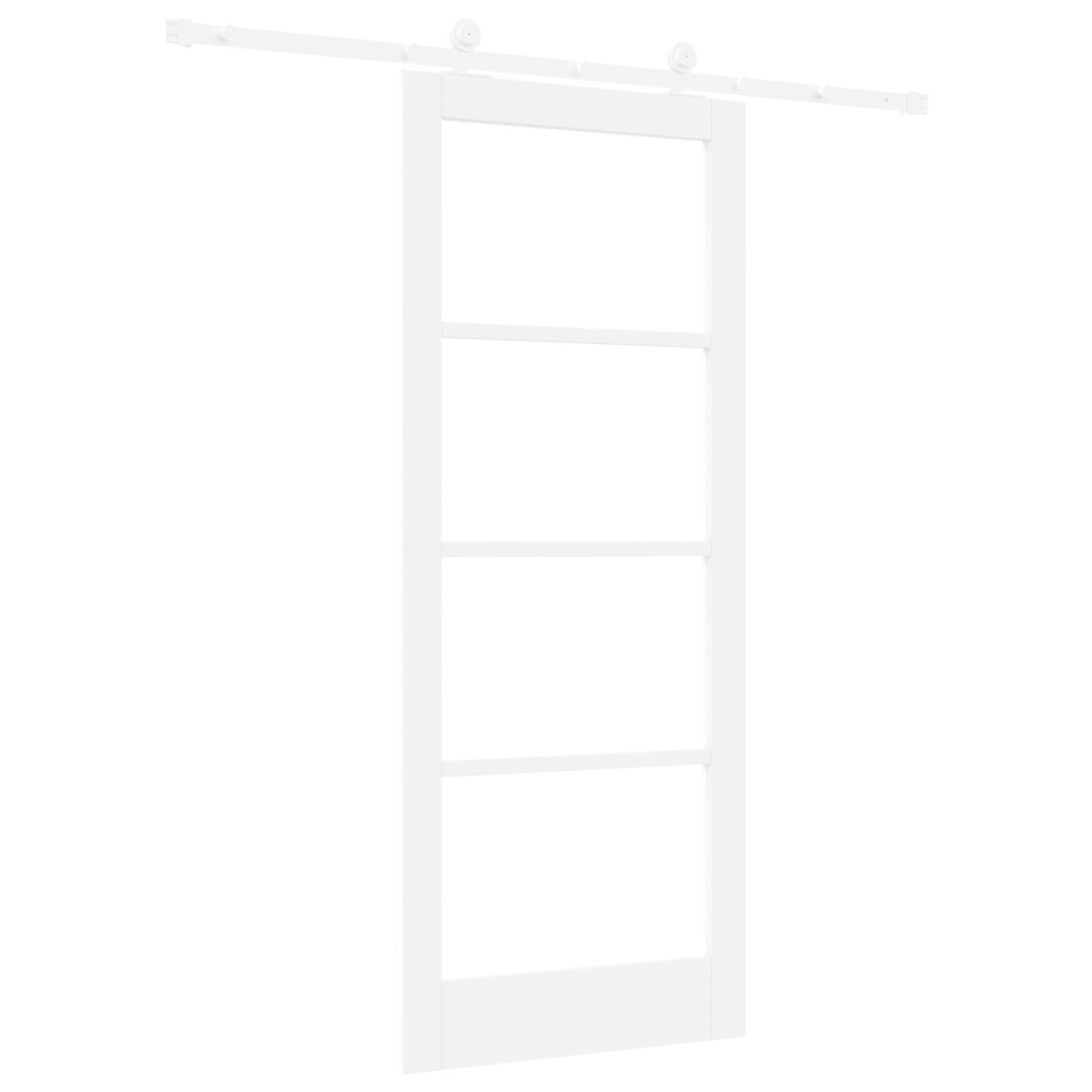 Produktbild för Skjutdörr ORKDAL Vit 83 x 202 cm Massivt tallträ och glas