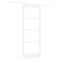 Produktbild för Skjutdörr ORKDAL Vit 83 x 202 cm Massivt tallträ och glas