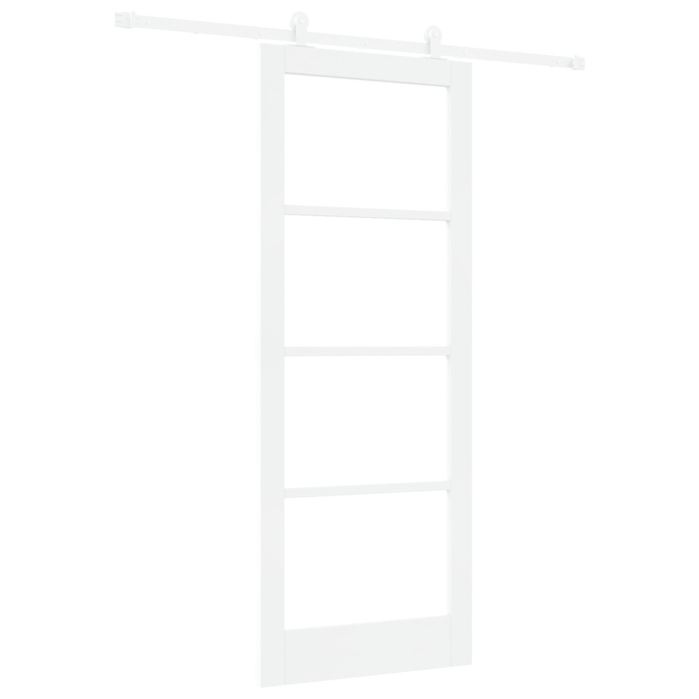 Produktbild för Skjutdörr ORKDAL Vit 83 x 211 cm Massivt tallträ och glas