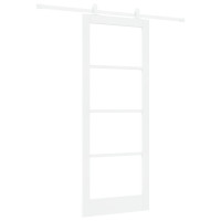 Produktbild för Skjutdörr ORKDAL Vit 83 x 211 cm Massivt tallträ och glas