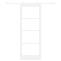 Produktbild för Skjutdörr ORKDAL Vit 83 x 211 cm Massivt tallträ och glas