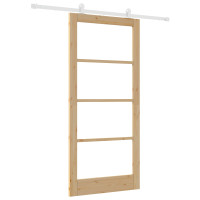 Produktbild för Skjutdörr ORKDAL Naturfärg 93 x 202 cm Massivt tallträ och glas