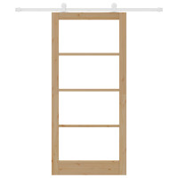 Produktbild för Skjutdörr ORKDAL Naturfärg 93 x 202 cm Massivt tallträ och glas