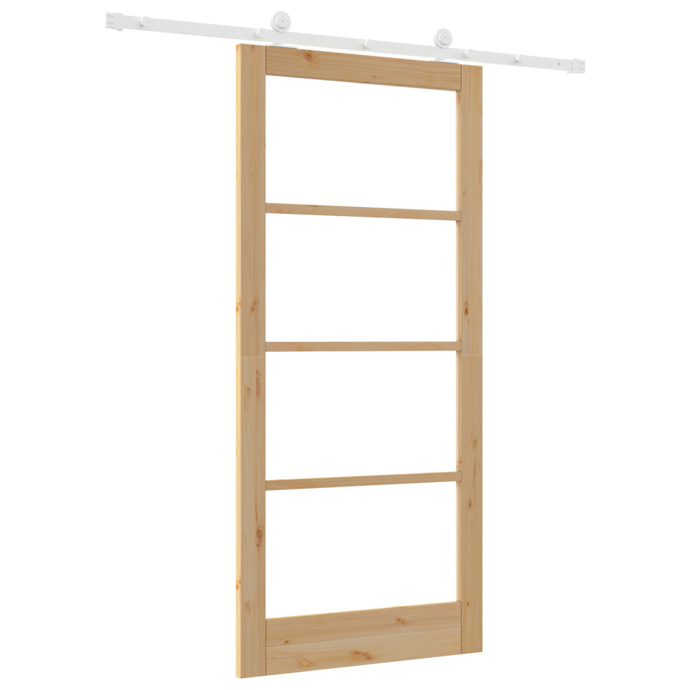 Produktbild för Skjutdörr ORKDAL Naturfärg 93 x 202 cm Massivt tallträ och glas