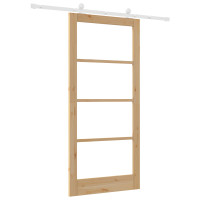 Produktbild för Skjutdörr ORKDAL Naturfärg 93 x 202 cm Massivt tallträ och glas