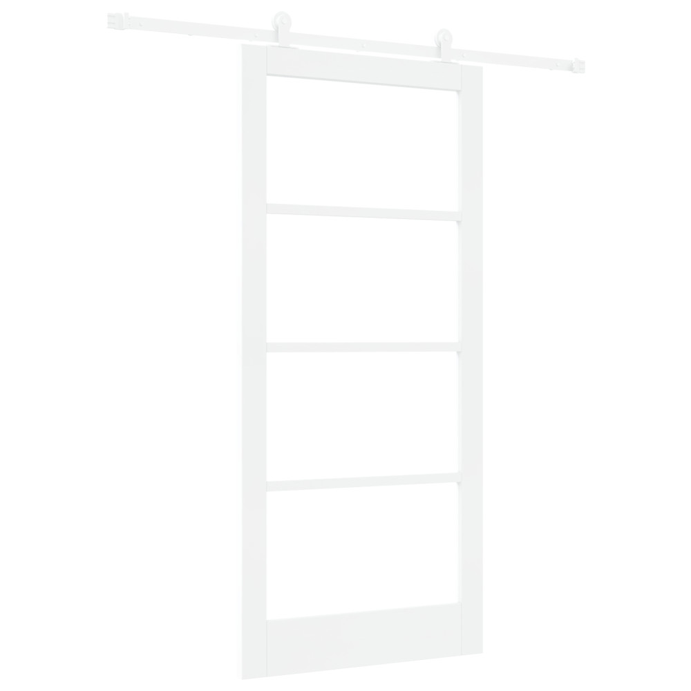 Produktbild för Skjutdörr ORKDAL Vit 93 x 202 cm Massivt tallträ och glas