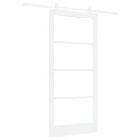 Produktbild för Skjutdörr ORKDAL Vit 93 x 202 cm Massivt tallträ och glas