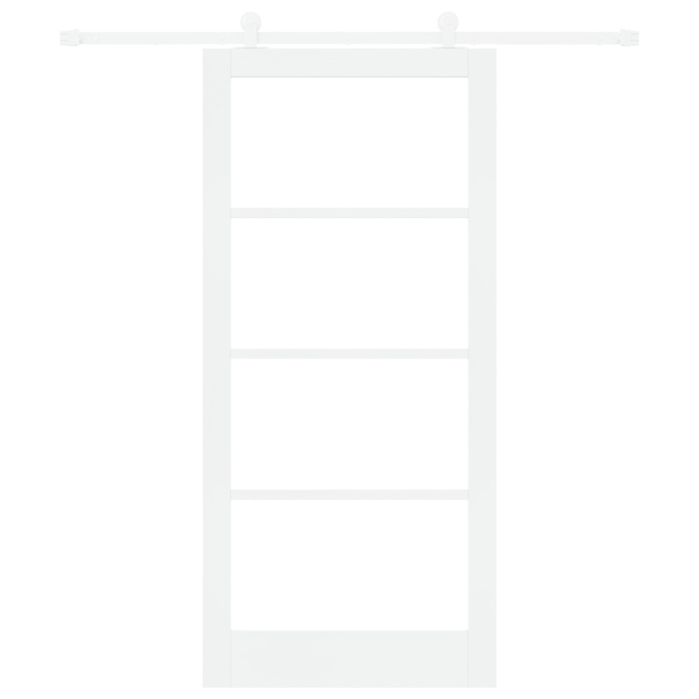 Produktbild för Skjutdörr ORKDAL Vit 93 x 202 cm Massivt tallträ och glas