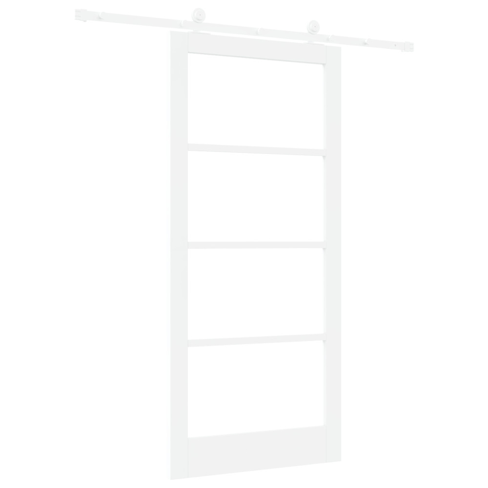 Produktbild för Skjutdörr ORKDAL Vit 93 x 202 cm Massivt tallträ och glas