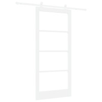 Produktbild för Skjutdörr ORKDAL Vit 93 x 202 cm Massivt tallträ och glas