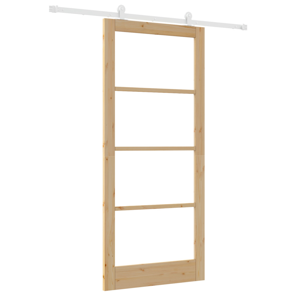 Produktbild för Skjutdörr ORKDAL Naturfärg 93 x 211 cm Massivt tallträ och glas