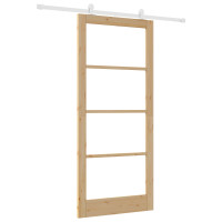 Produktbild för Skjutdörr ORKDAL Naturfärg 93 x 211 cm Massivt tallträ och glas