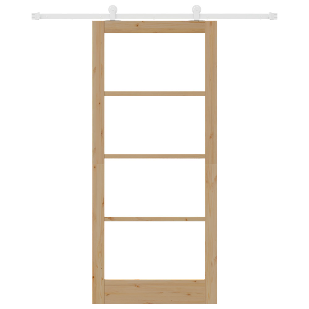Produktbild för Skjutdörr ORKDAL Naturfärg 93 x 211 cm Massivt tallträ och glas