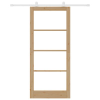 Produktbild för Skjutdörr ORKDAL Naturfärg 93 x 211 cm Massivt tallträ och glas
