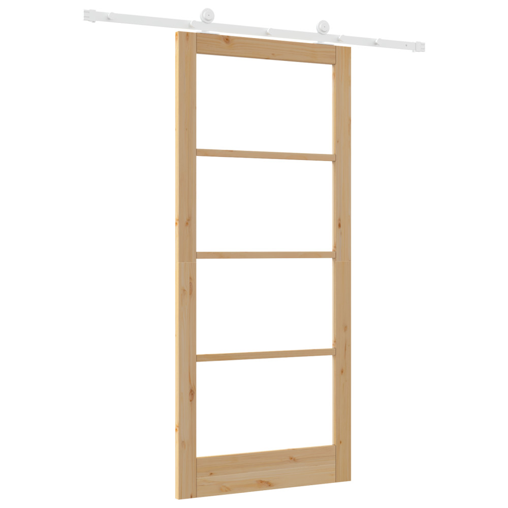 Produktbild för Skjutdörr ORKDAL Naturfärg 93 x 211 cm Massivt tallträ och glas