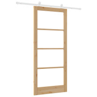 Produktbild för Skjutdörr ORKDAL Naturfärg 93 x 211 cm Massivt tallträ och glas
